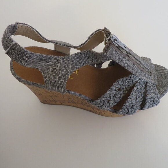 Dominique Nicole Gray Wedge Sandals with Zipper Front - Picture 7 of 13